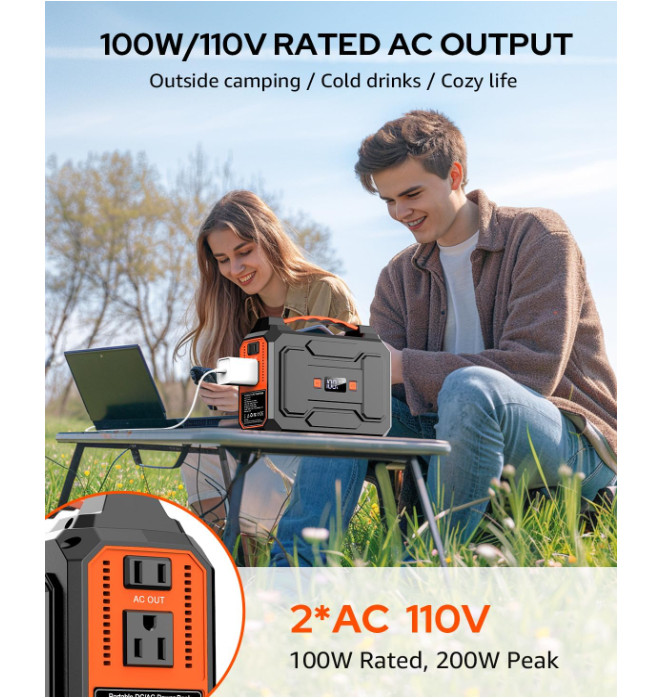 Power bank solar portátil con potencia máxima de 200W y salida continua de 100W