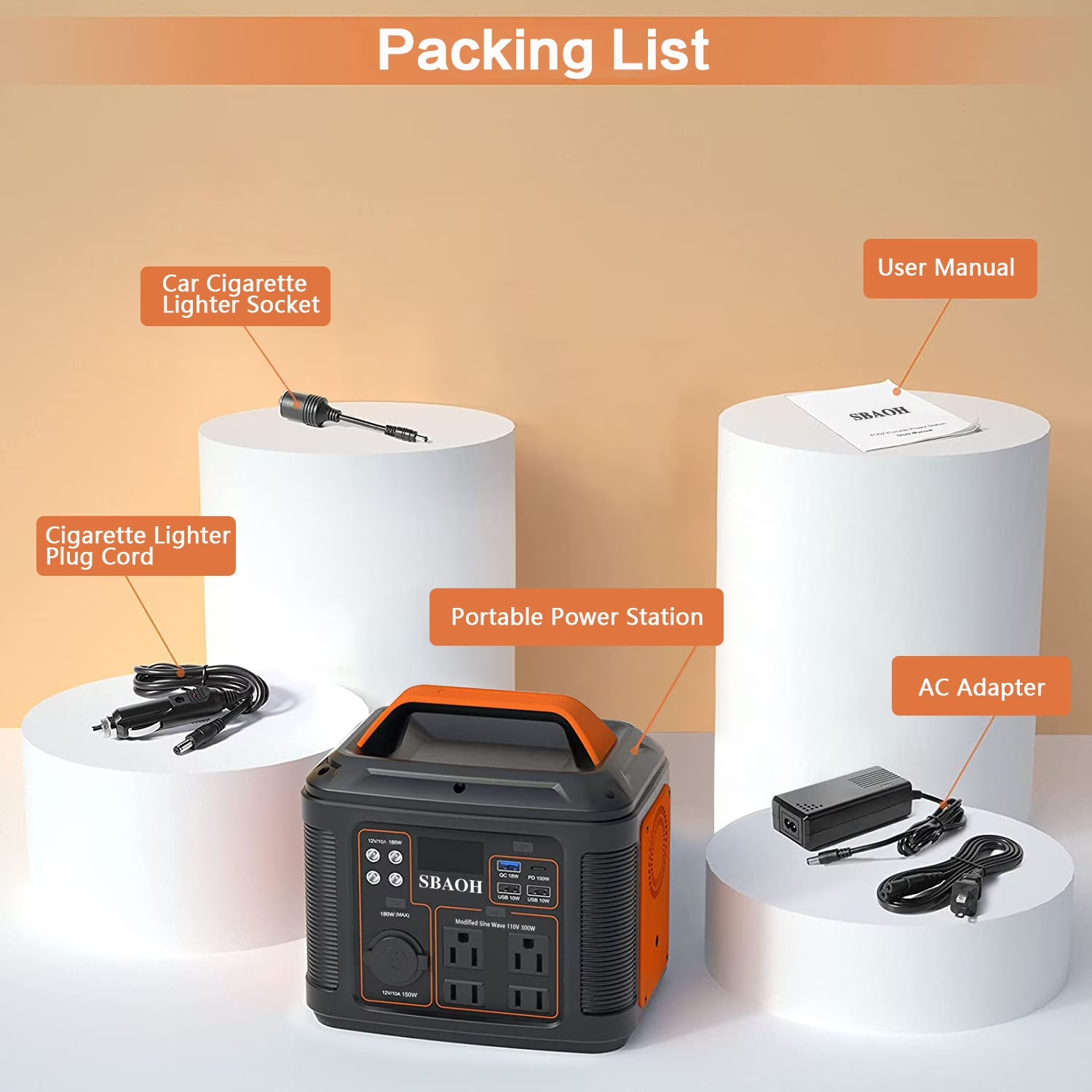 Estacion De Energia Portatil 300W Peak 600W Con 2 Tomas De Corriente USB-C