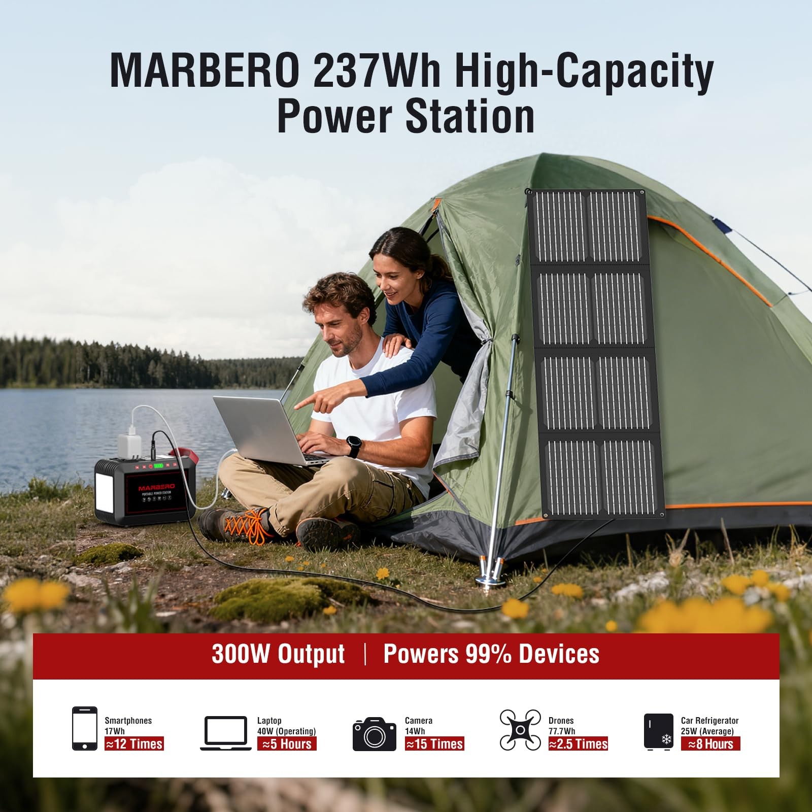 MARBERO 237Wh Solar Generator with Solar Panel Included Portable Power Statio…