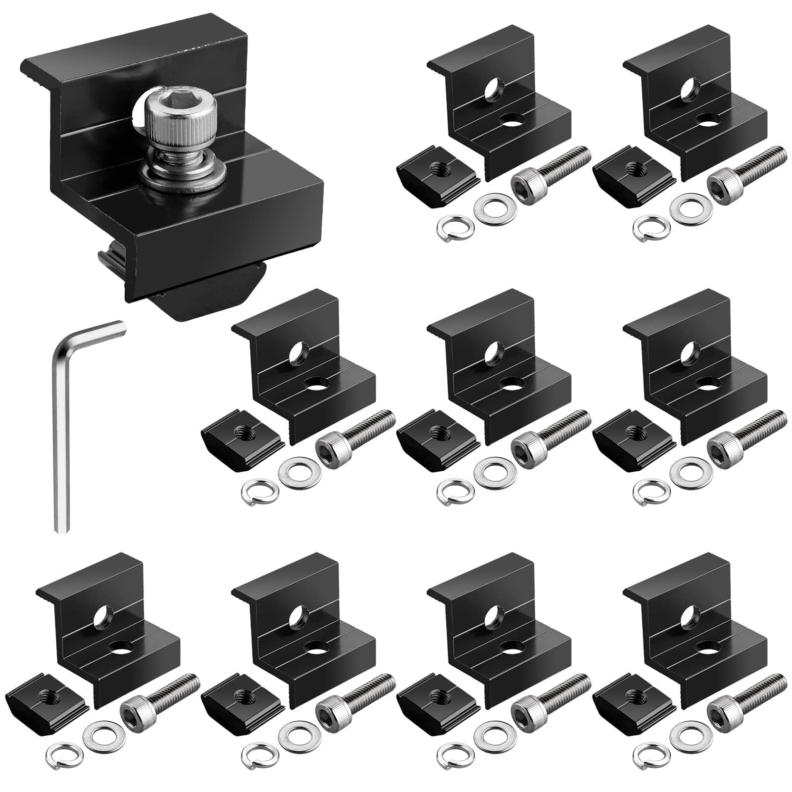 10pcs Solar Panel End Clamp 30mm/35mm, Aluminum Z Brackets for Solar Panels S…