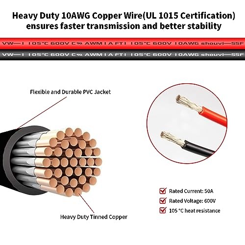 Yeti 10AWG Solar Extension Cable – 1FT, Compatible with Solar and Anderson 1 FT