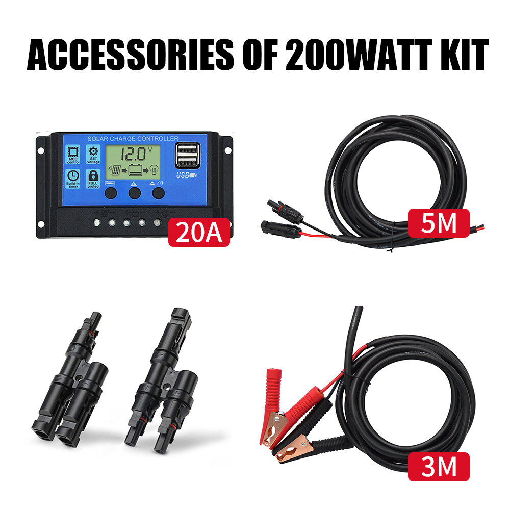 Dokio 100w 200w Monocrystalline flexible Solar Panel Kit for RV/Camper/Boat/Home