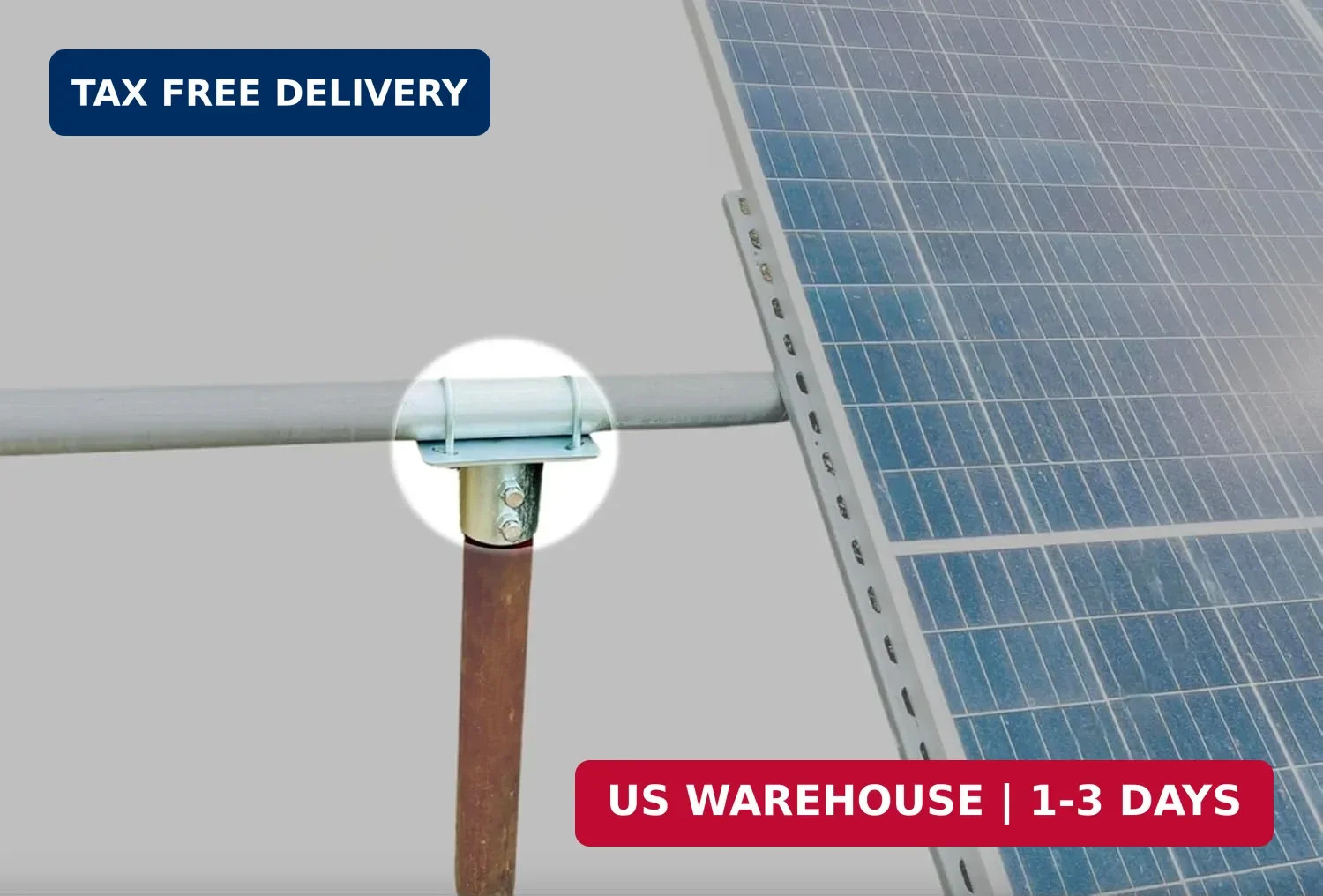 Solar Panel Array Ground Mounting Bracket for 2.5″ (2 7/8″ OD) Pipe or Pole Moun
