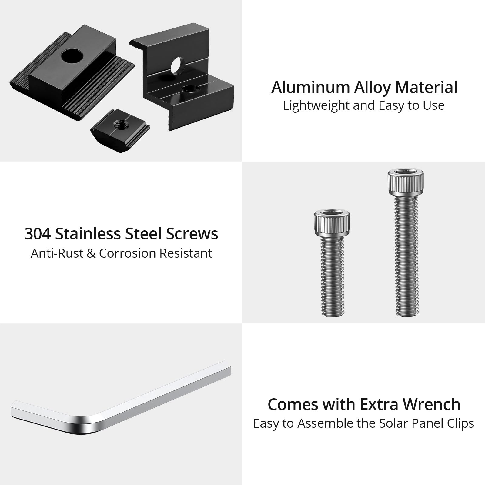 10 PCS Solar Panels Brackets 30mm/35mm, Aluminium 6 x T-Shaped Mid Clamps + 4…