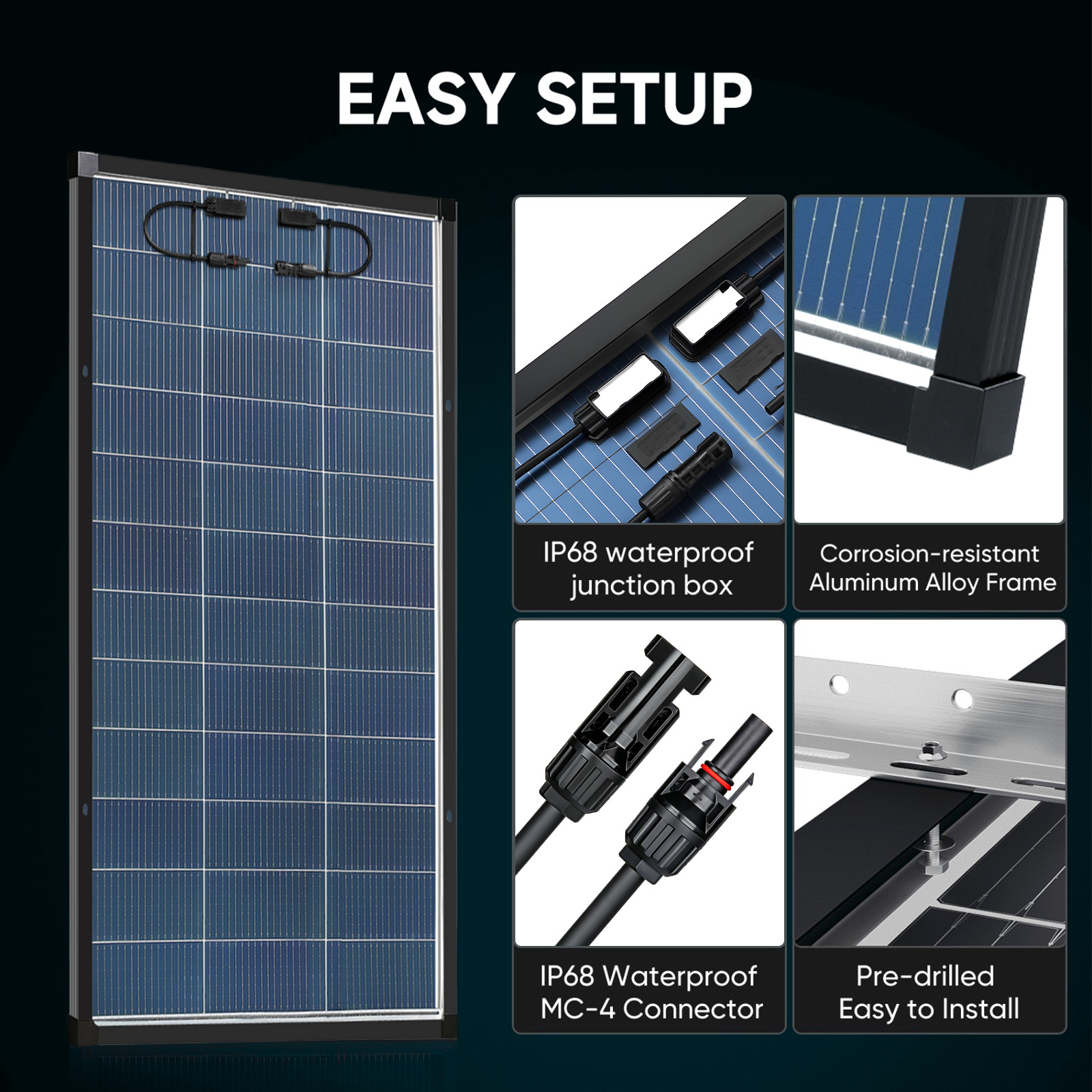 10Pack 200W N-Type Bifacial 18BB Solar Panel Mono Cell Off Grid Roof RV Home