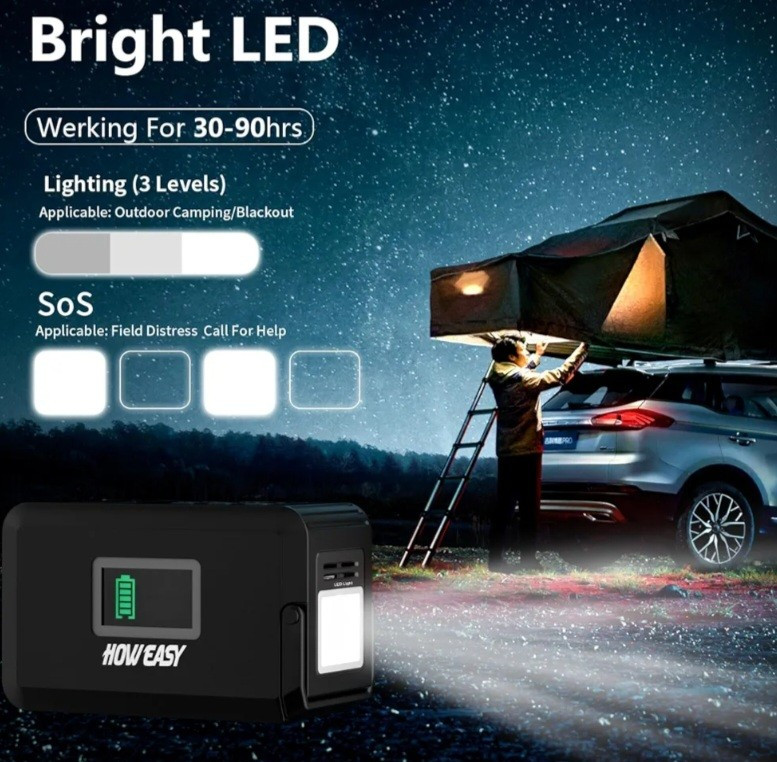 HOWEASY Portable Power Station for Home Camping Emergency Backup, 24000mAh Solar