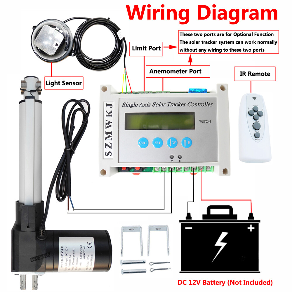 Single Axis Solar Tracker Kit – 6000N Linear Actuator Controller Sun Tracking EL
