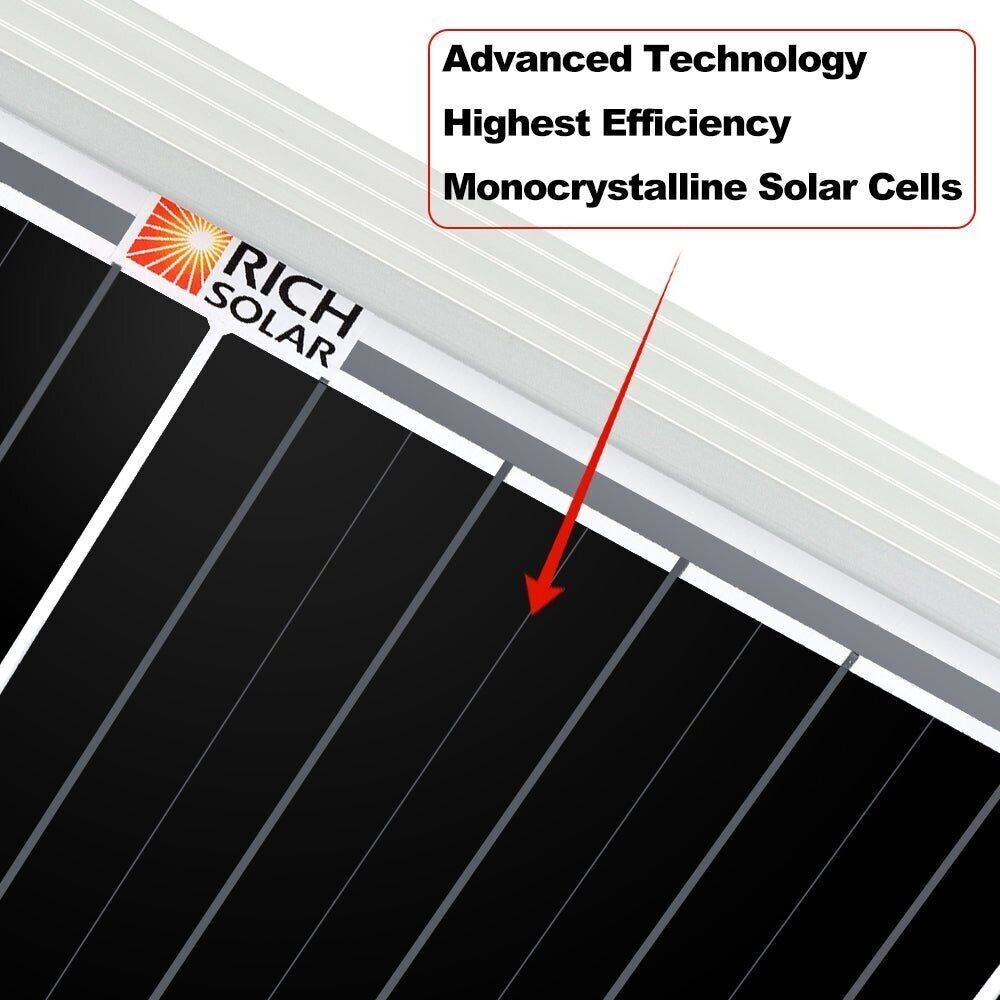 Rich Solar Mega 200 Watt 12 Volt Monocrystaline Solar Panel w/Mounting Bracket