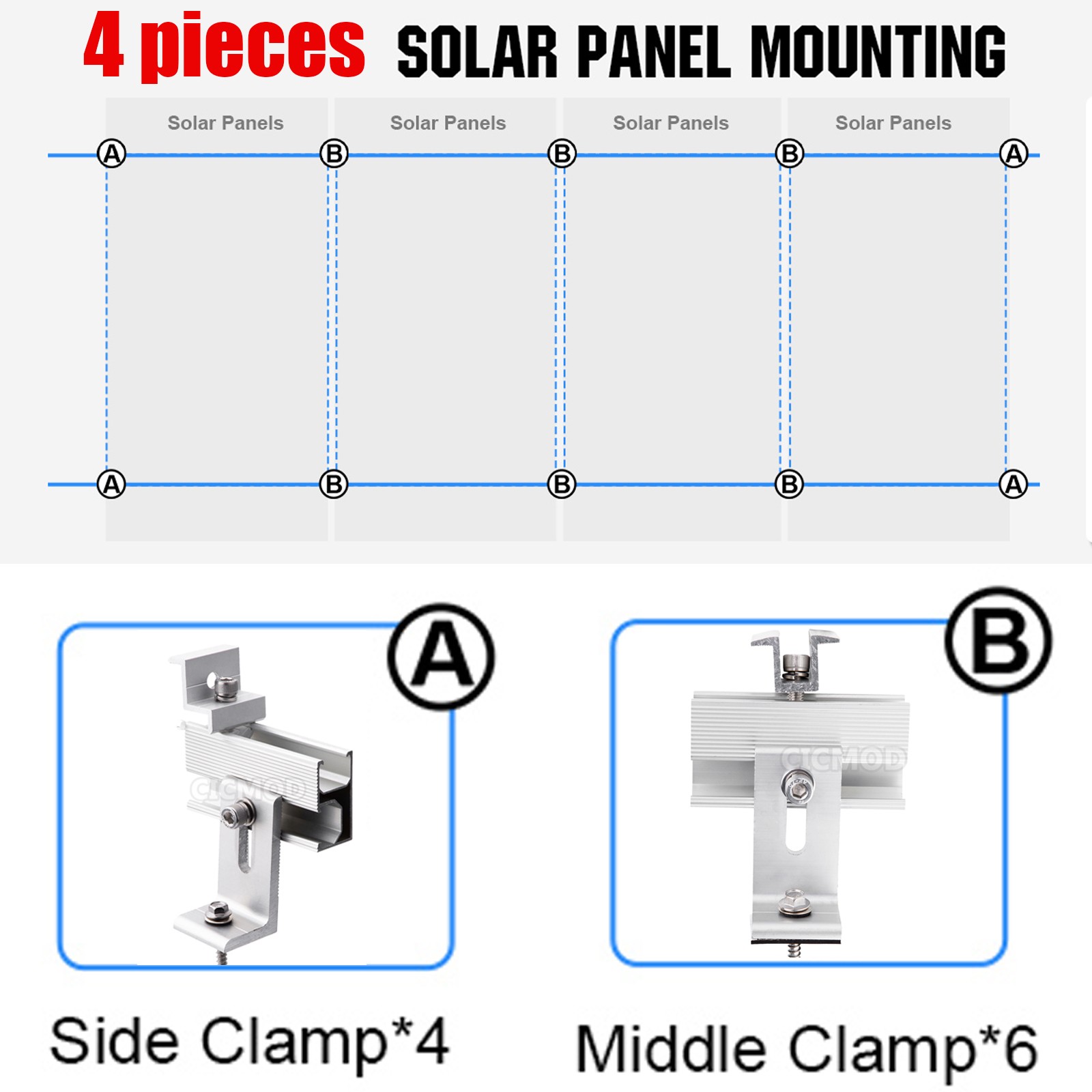 Solar Panel Roof Mount Brackets Kit Universal for 1-4Pack Solar Panels Mounting