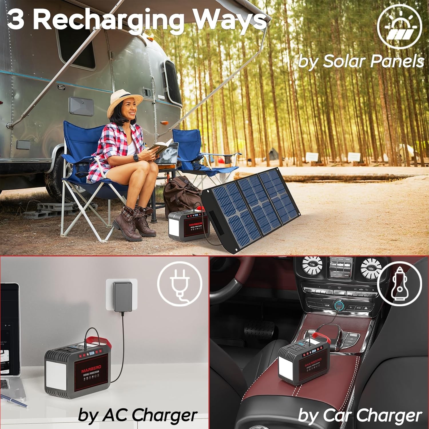 Portable Power Station 300W MARBERO 237Wh Camping Solar Generator Backup Lithium
