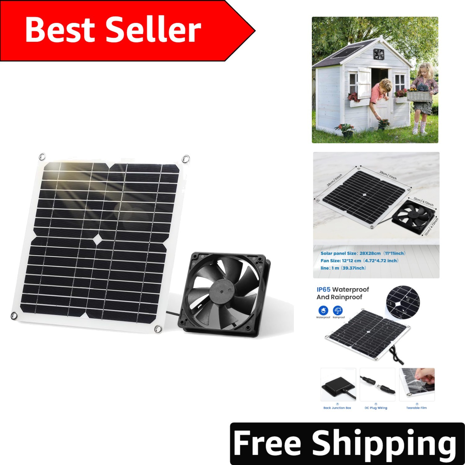 Weatherproof Solar Panel & DC Fan Kit for Effective Airflow & Odor Control