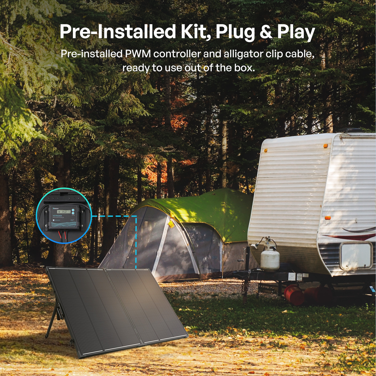 Renogy 200W Portable Solar Panel, 25% High Efficiency w/20A Charger Controller