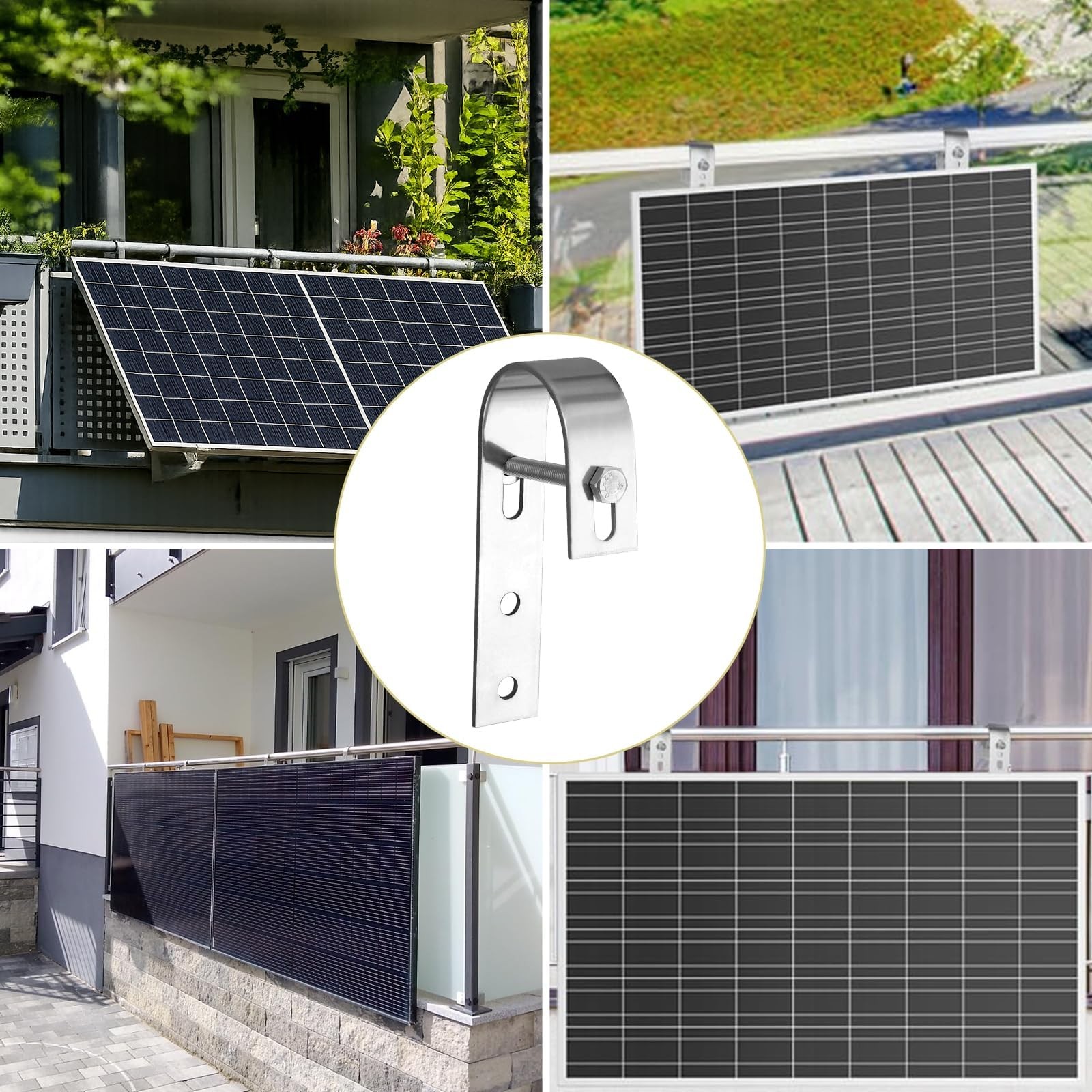Anbte 4PCS Solar Panel Mounting Brackets for Balcony, Stainless Steel Univers…