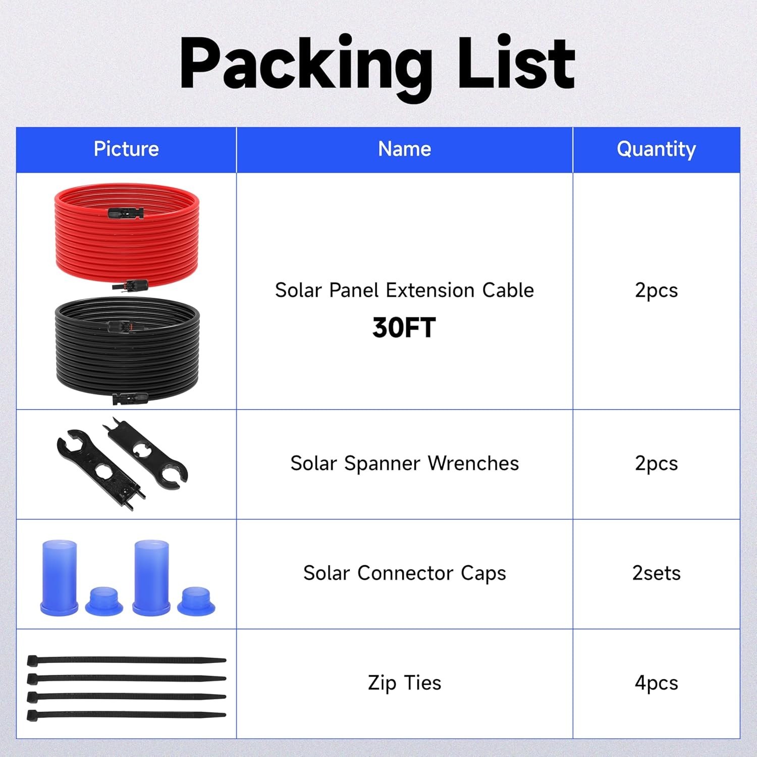 10FT / 20FT / 30FT Wire 10AWG Solar Panel Extension Cable Connectors Black Red
