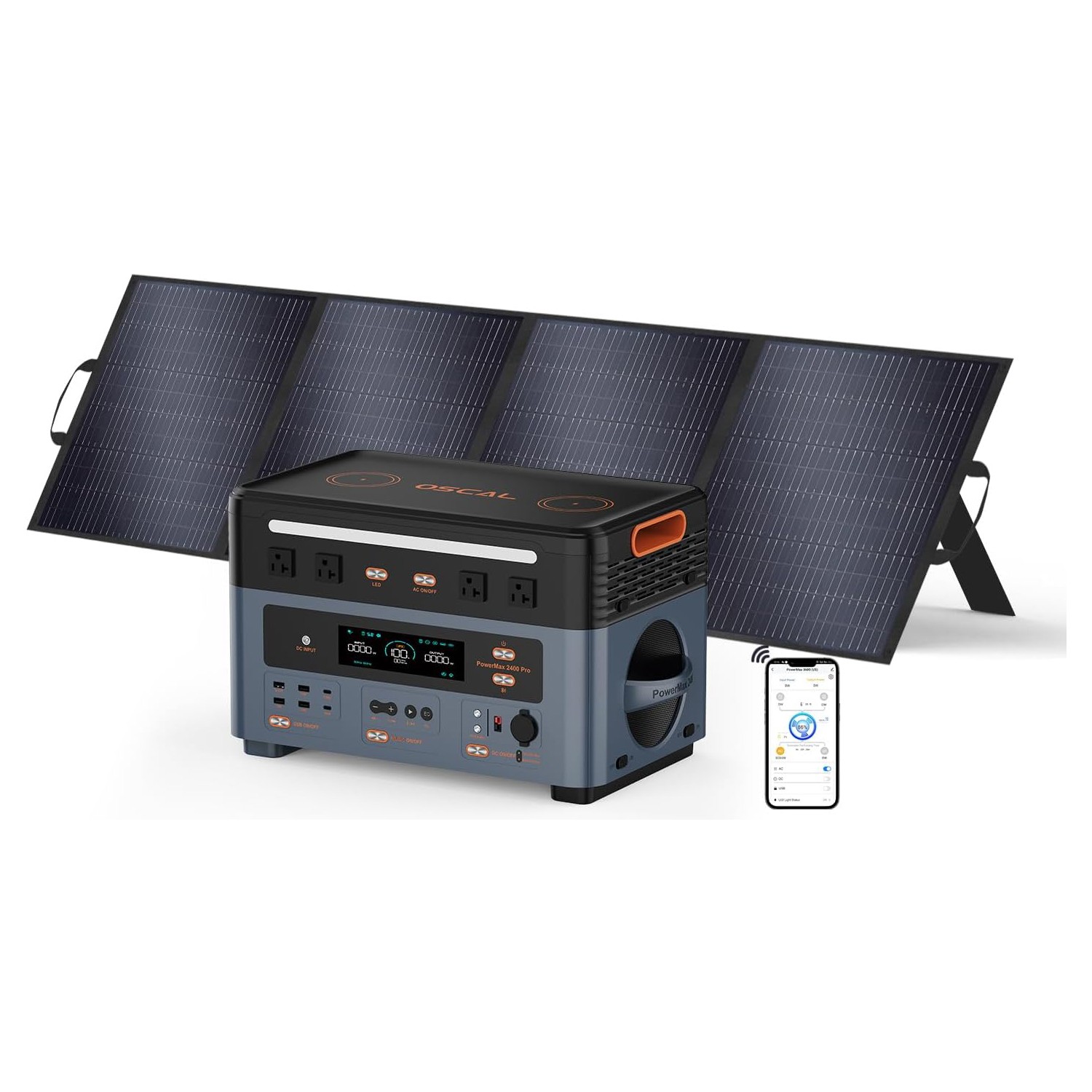 Blackview OSCAL 2400W Portable Power Station 1872Wh LiFePO4 + 200W Solar Panel