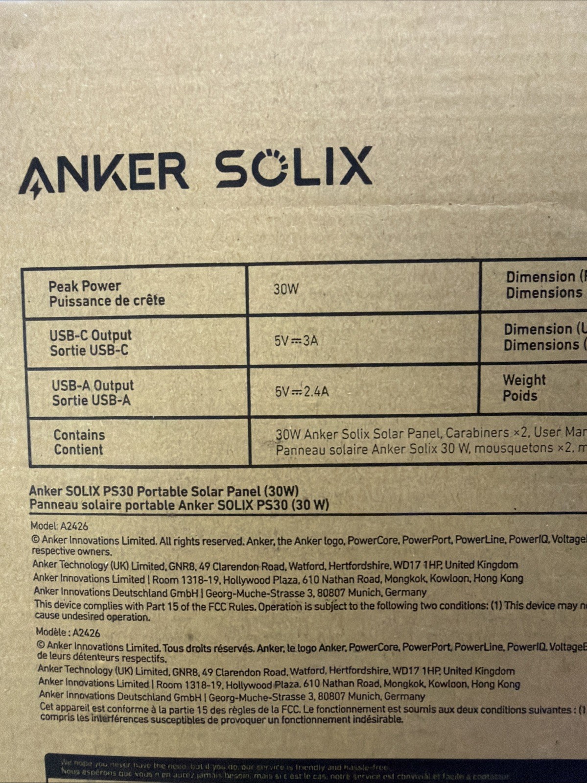 Anker Solix PS30 Solar Panel 30W Foldable Portable Solar Charger 2-Ports