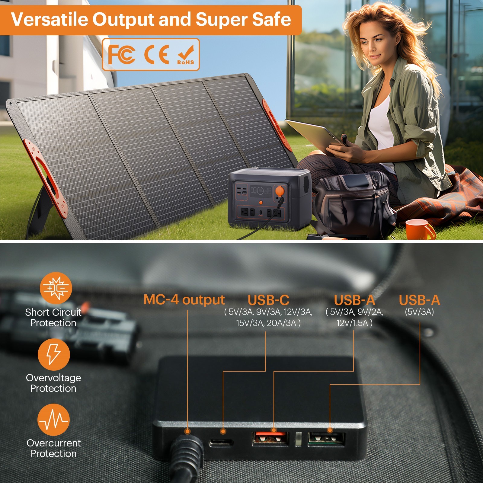 ZOUPW 200W Solar Panel Portable ‎ETFE 20V Charger for Power Station RV Camping