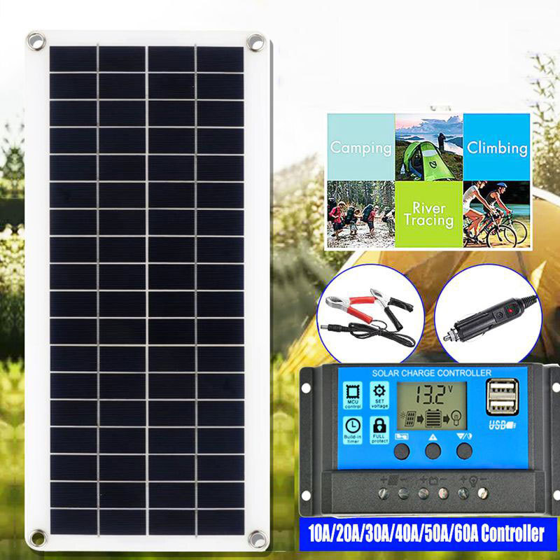 10W 18V Outdoor Solar Panel Charger USB Power Supply Kit For Phone Car RV Boat