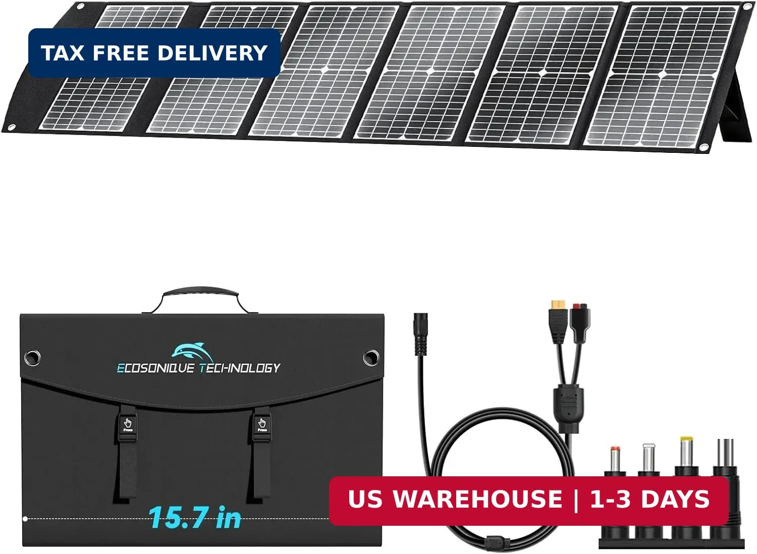 100W Portable Solar Panel Extremely Lightweight Compact Foldable with USB QC3.0,