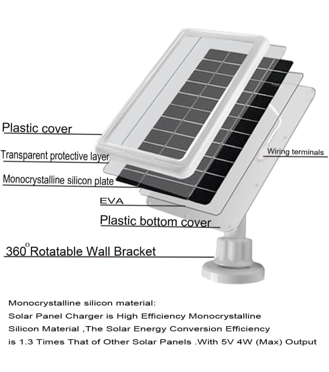 Solar Panel Charger For Ring Spotlight Camera Ring Stick Up Camera5 V 4.5 W Outp