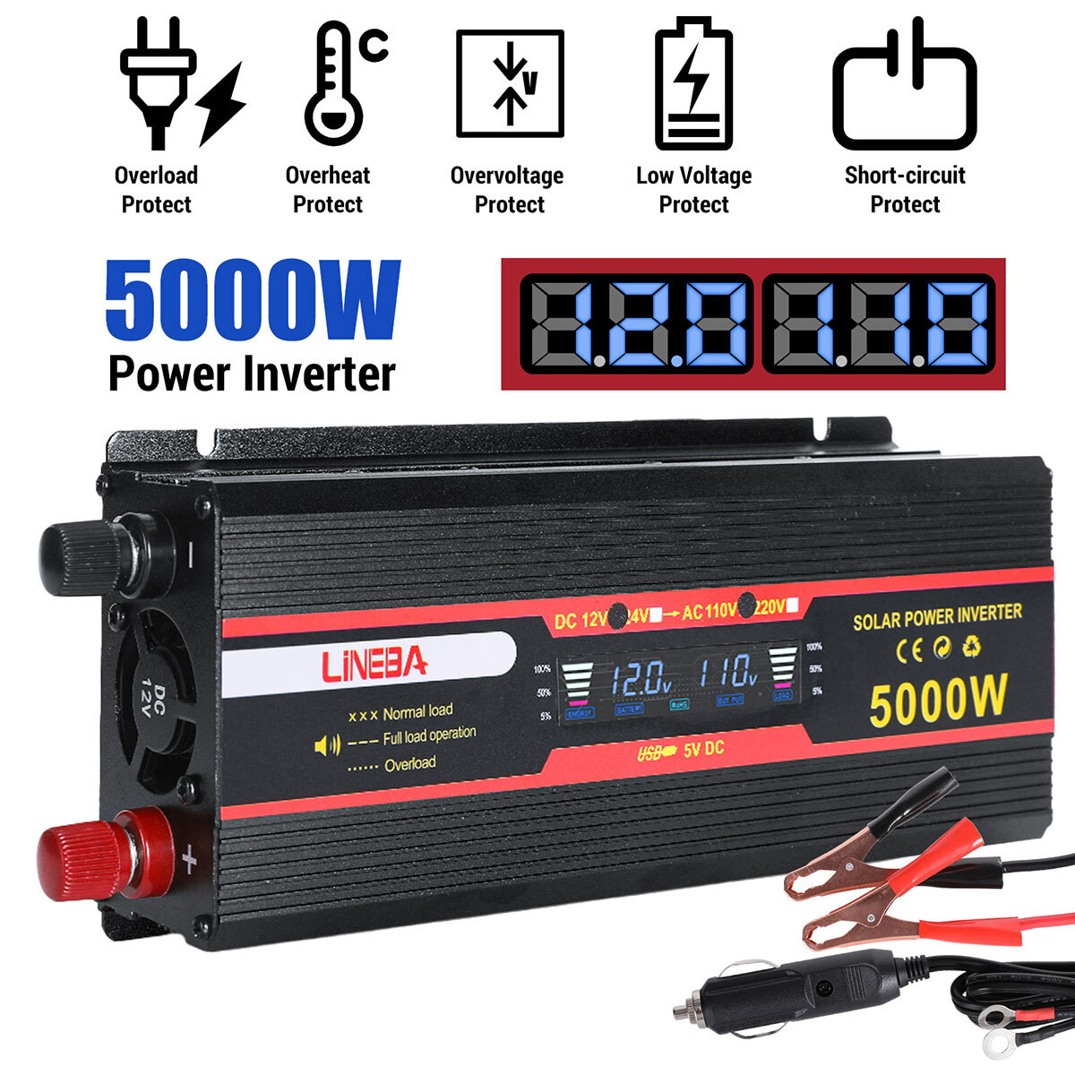 Complete Solar Panel Kit 5000W Inverter & Controller Home 110V Off Grid System