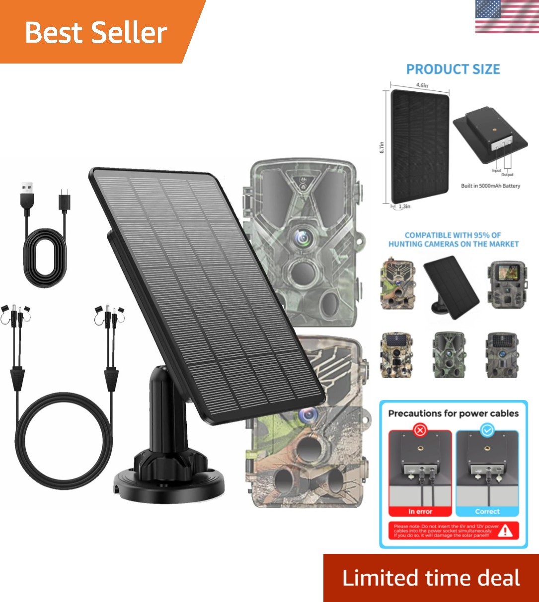 Universal Solar Charger for Trail Cameras – Waterproof & Lightweight