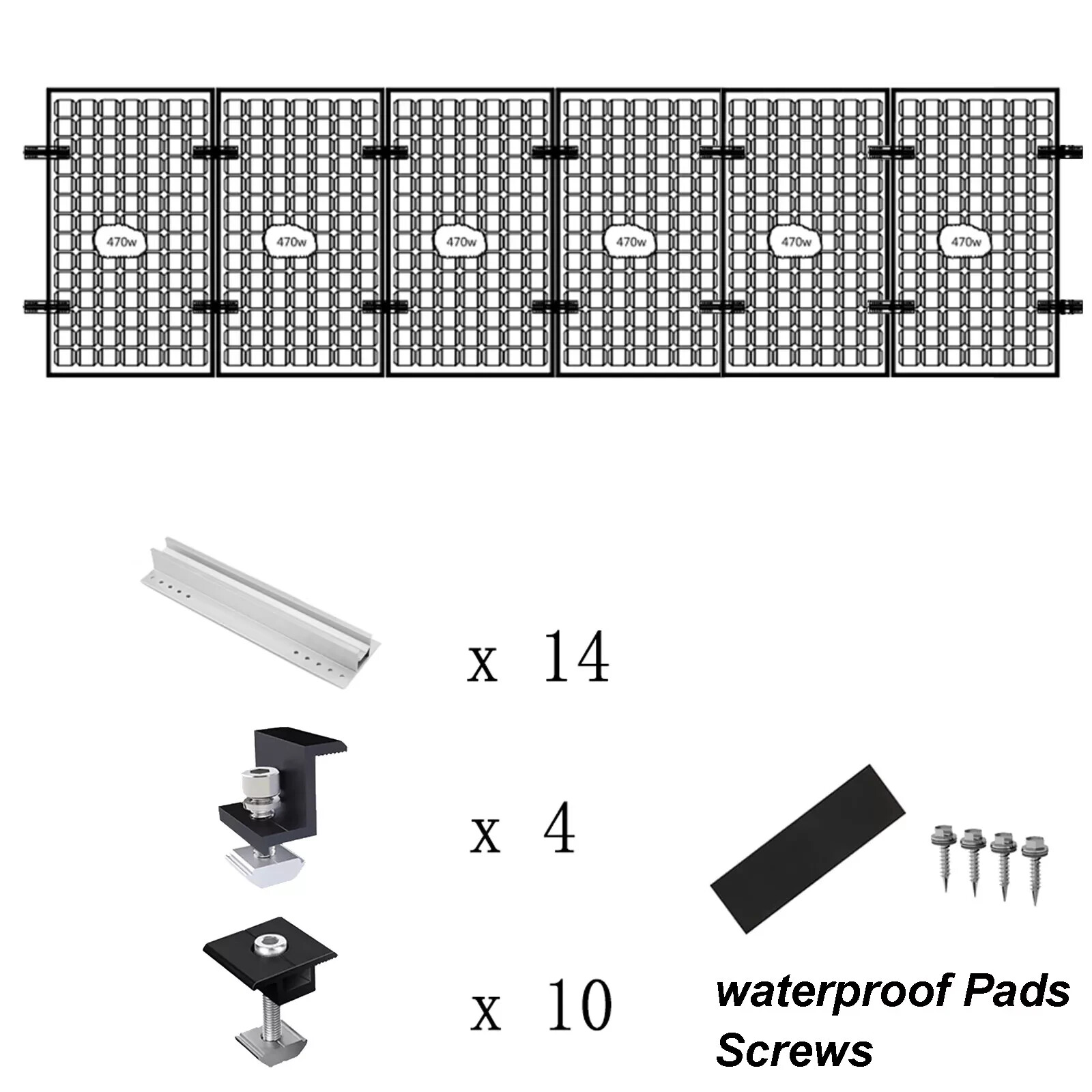 Solar PV Panel Mounting Rail Aluminium Roof Fixing End/Middle Clamp