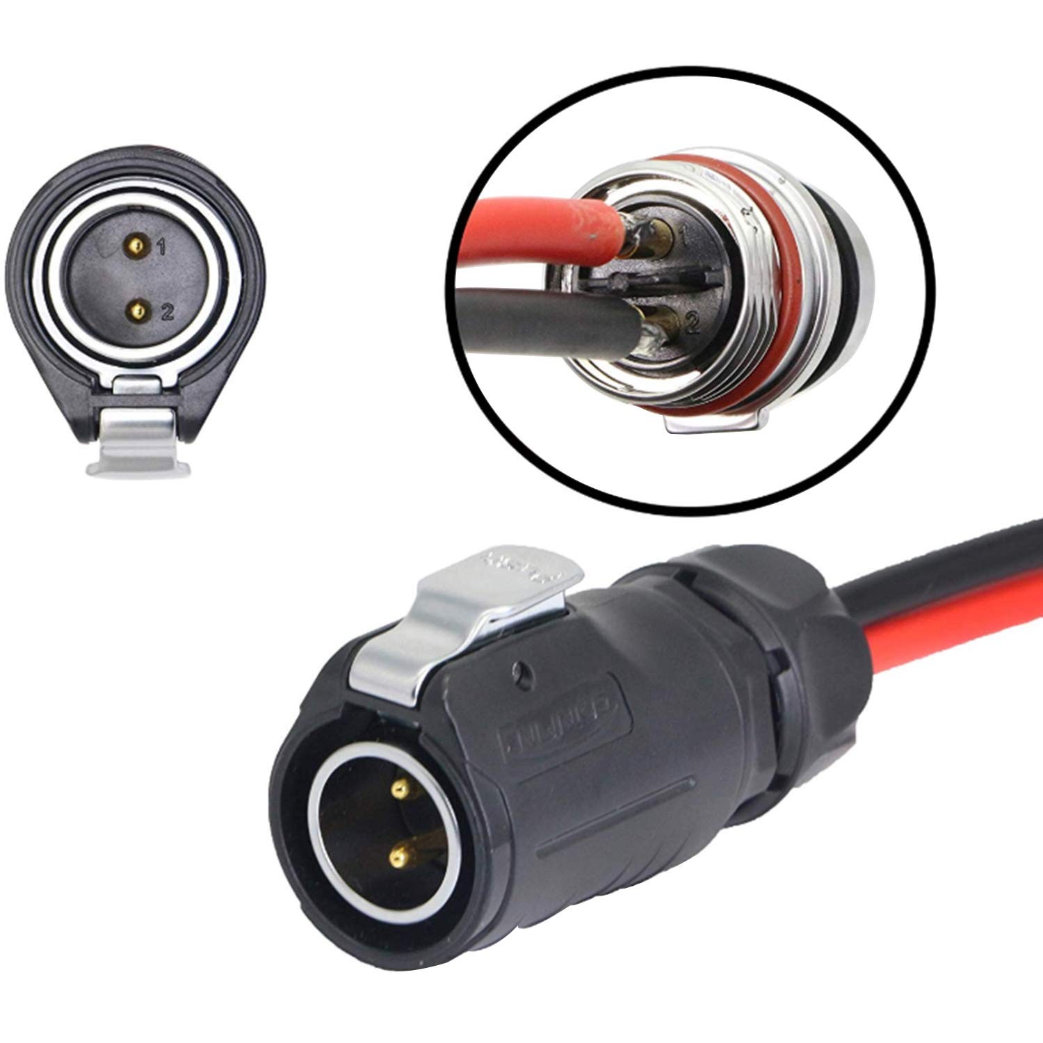 10AWG 2 Pin Power Industrial Circular Connector to Solar Cable Adapter for So…
