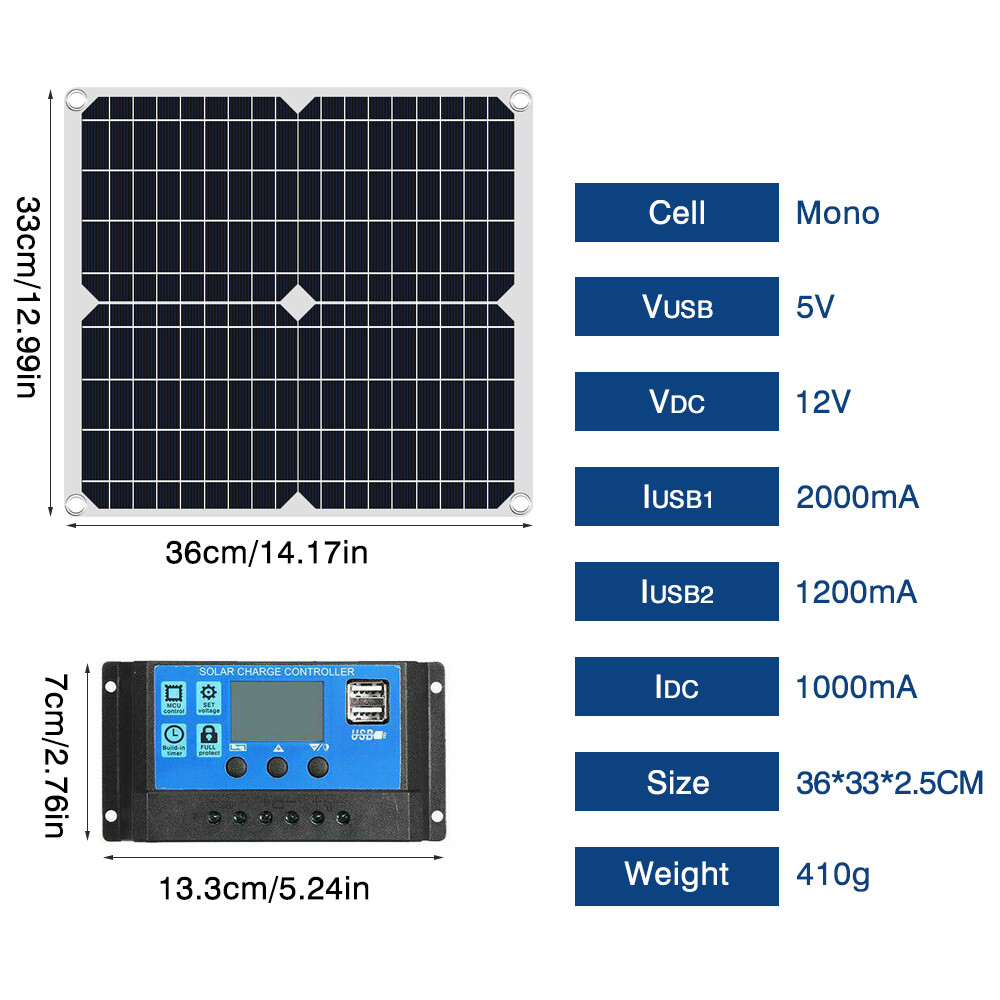 200W Solar Panel Generator Power Bank 6000W Inverter Camping Control Home System