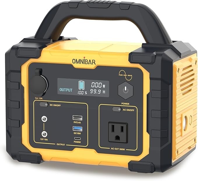 Omnibar 300W Portable Power Station, 294Wh Backup Lithium Battery, 120V/300W AC