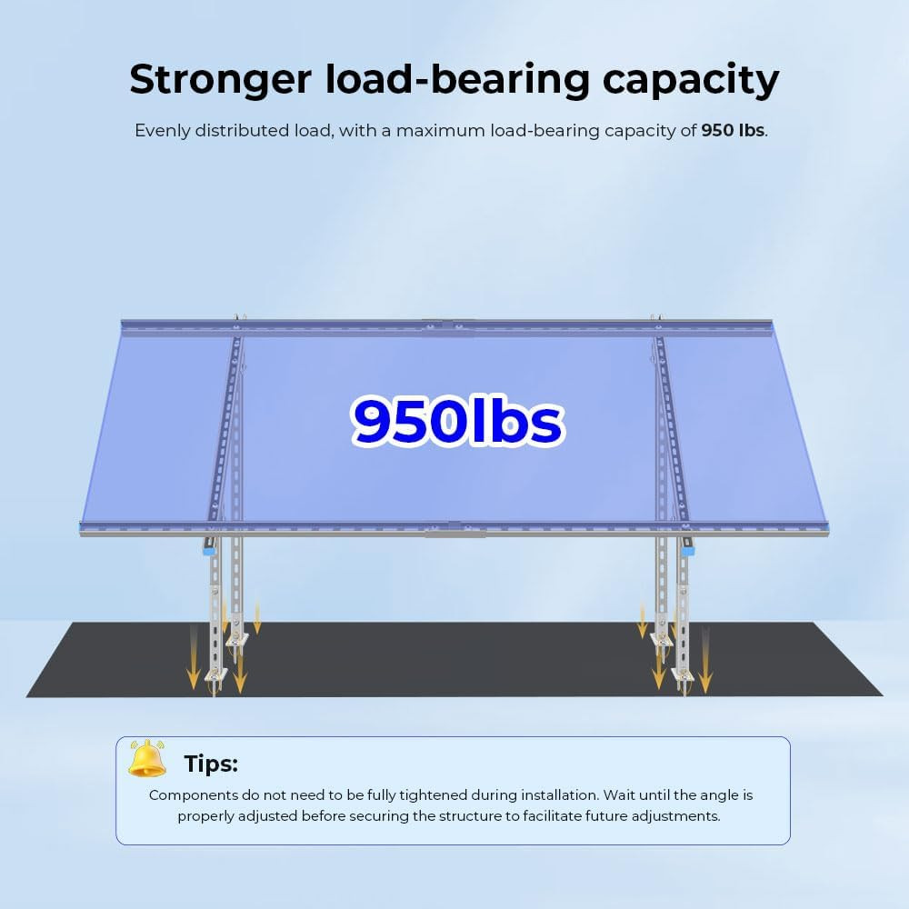 SUNGOLDPOWER Solar Panel Ground Mount Bracket,Adjustable Tilt & Expandable Solar