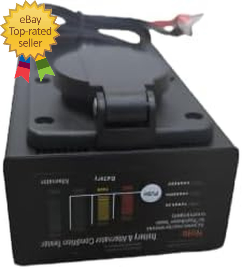 10 Amp Panel Mount 12V Battery Charger for Hydraulic Dump Trailer, Car, Marine.