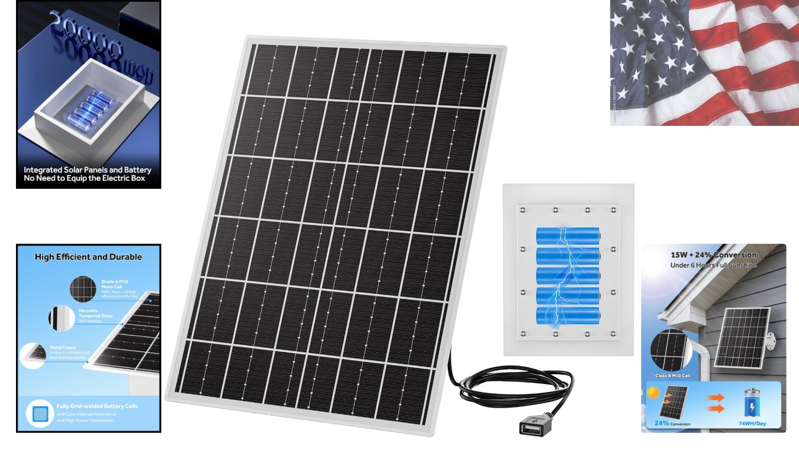 15W 5V Solar Panel for Outdoor Security Camera with 20Ah LiFePO4 Battery – Mo…