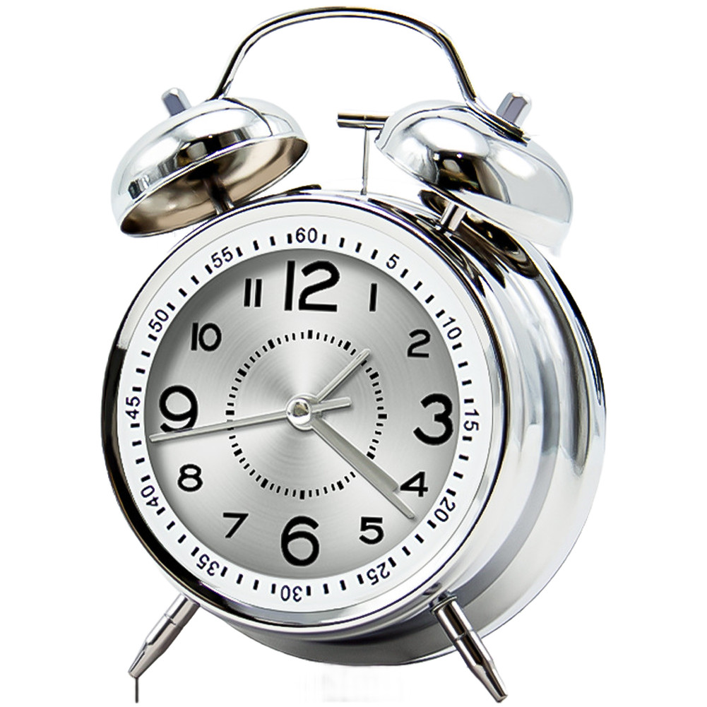Modern Alarm Clock for Children Students 4 Inch Metal Body Night Light Function