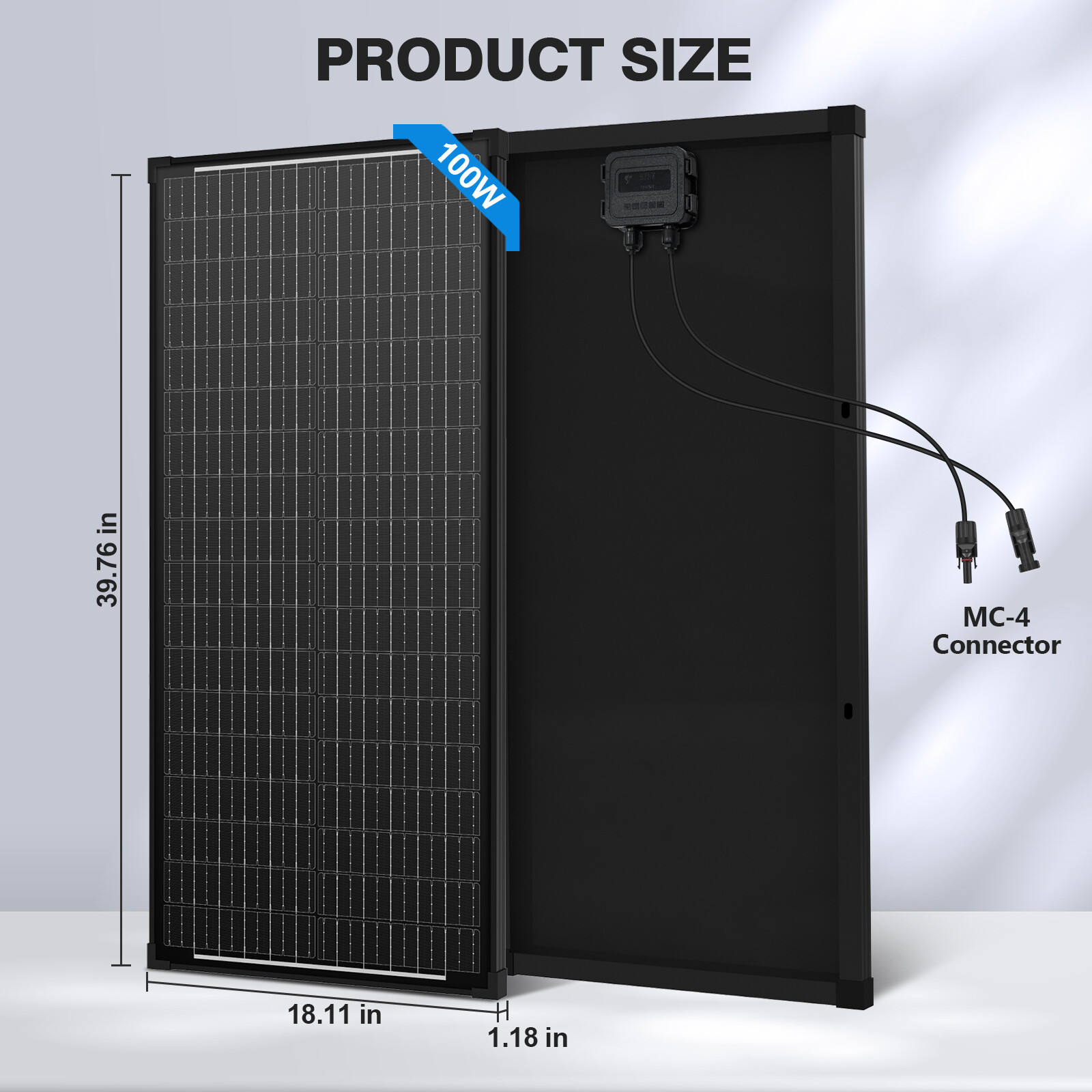 100W Watt Solar Panel Mono Black 2Pack 12V/24V for Sunshed RV Home Boat Off-Grid