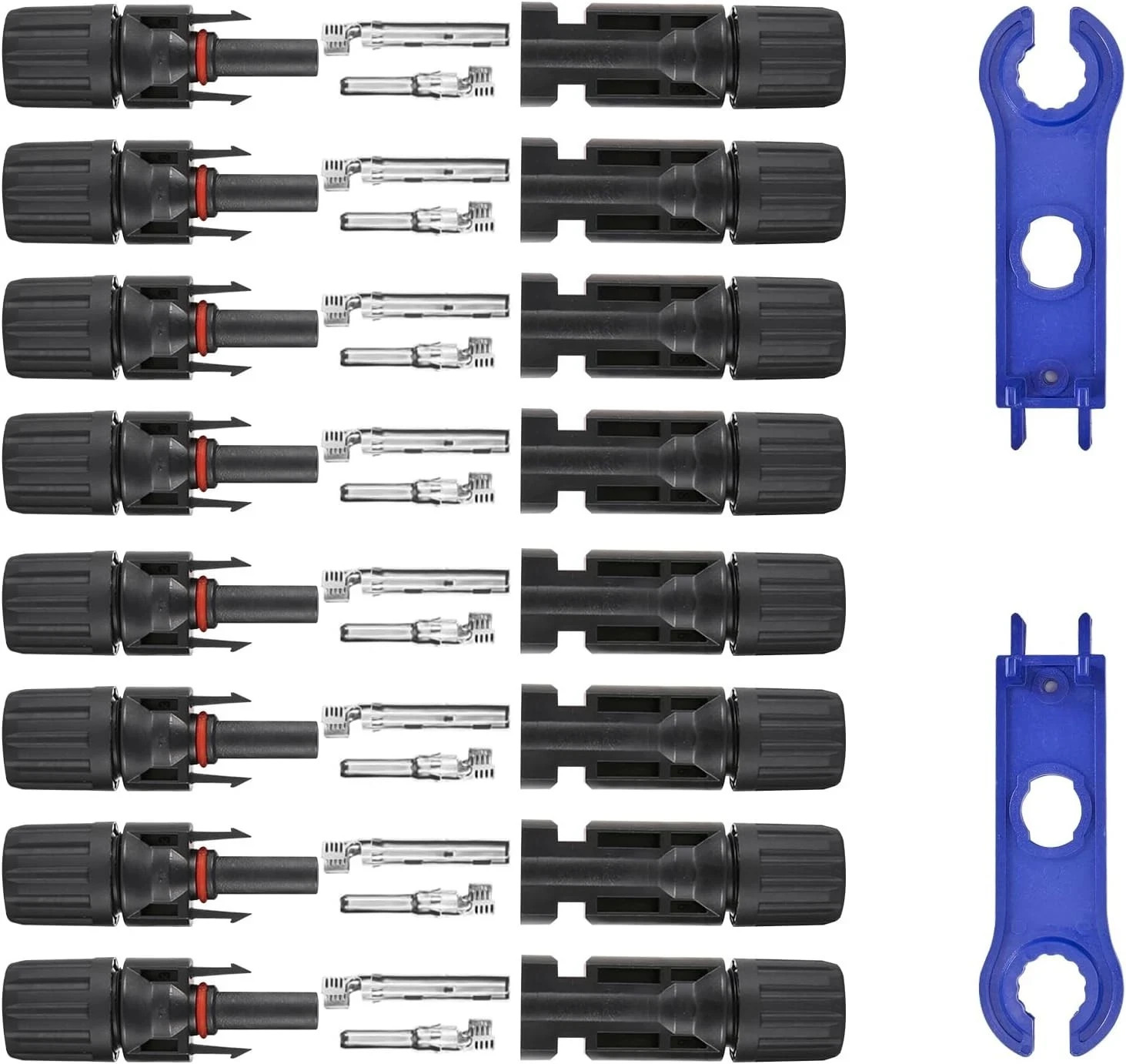 16PCS Solar Panel Connectors 1000V 30A IP67 MC4 10AWG 8 Pairs w/ Spanners
