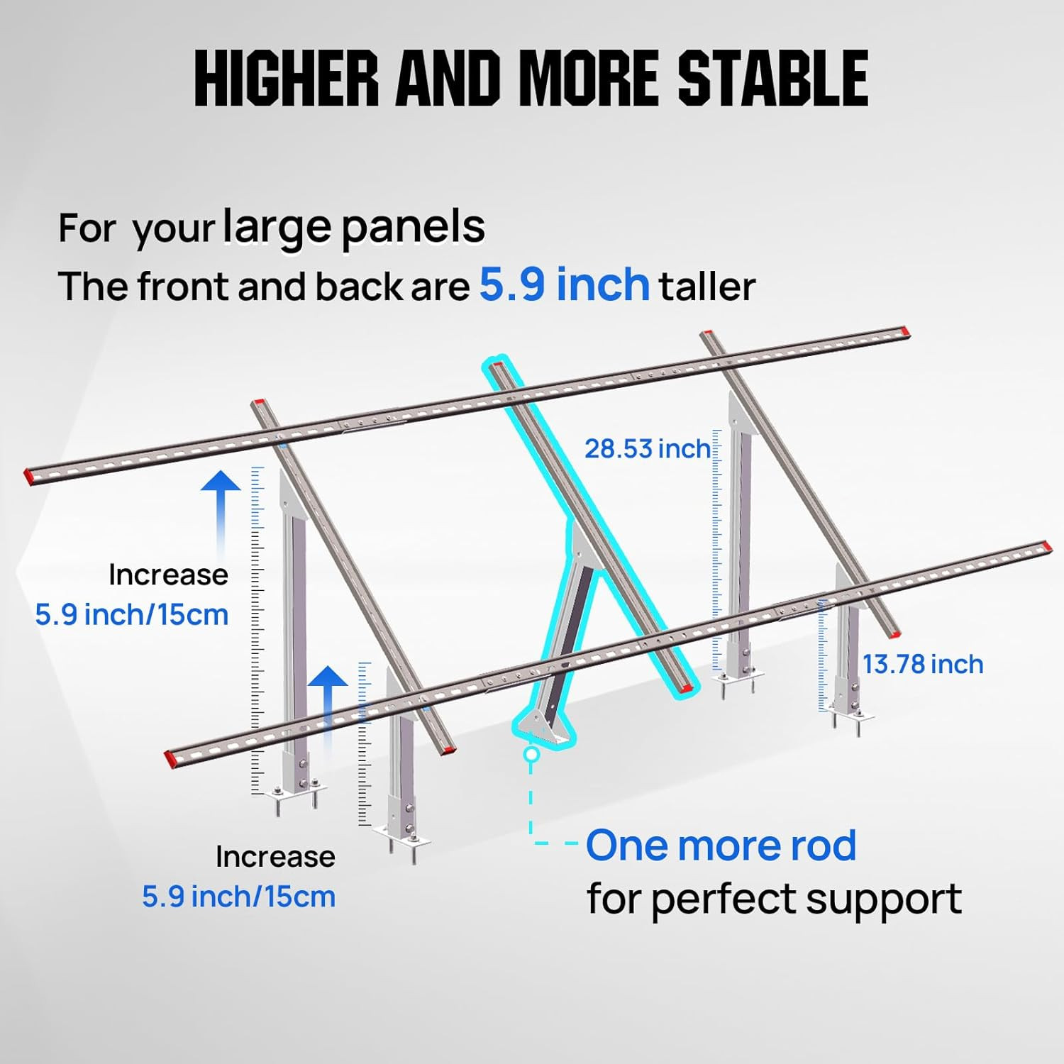 Solar Ground Mount Adjustable Solar Panel Mounting Brackets System for 5Pcs 400W