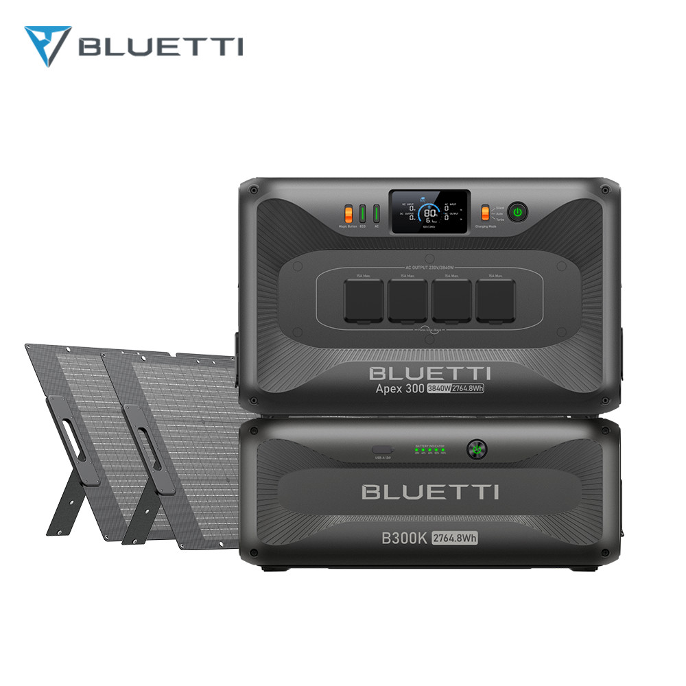 BLUETTI Apex 300+B300K+2*200W Solar Panel 8294.4Wh Solar Generator for Outage