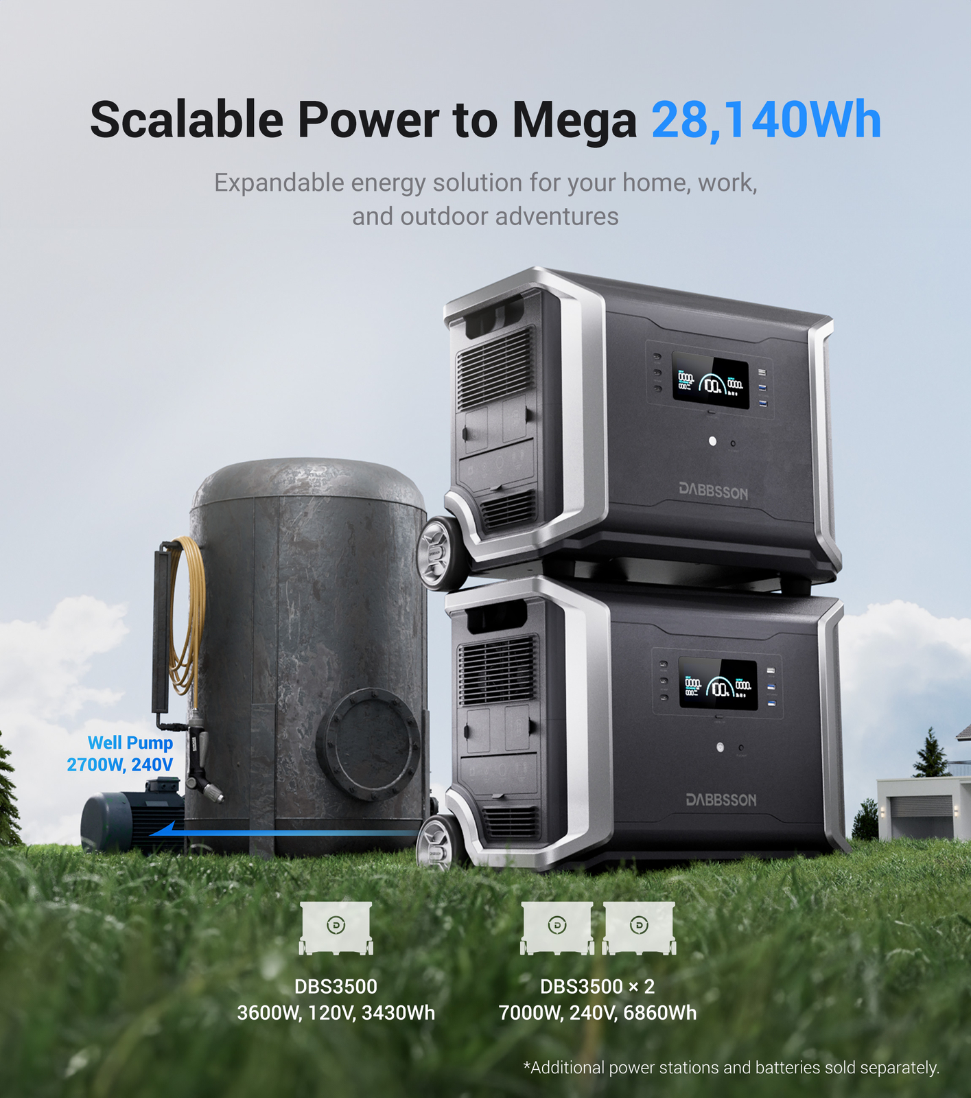 Dabbsson 3600W 3430Wh Portable Power Station Solar Generator for Home Backup Rvs