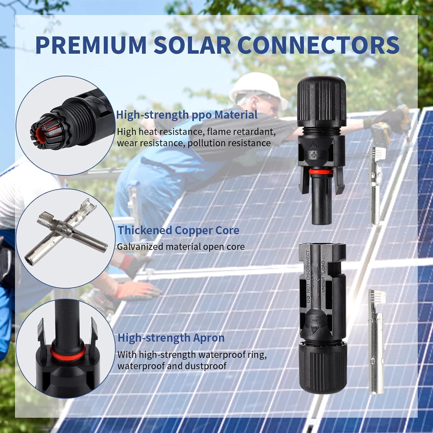 6Set Male Female Waterproof Solar Panel Cable Connector for PV Wire System