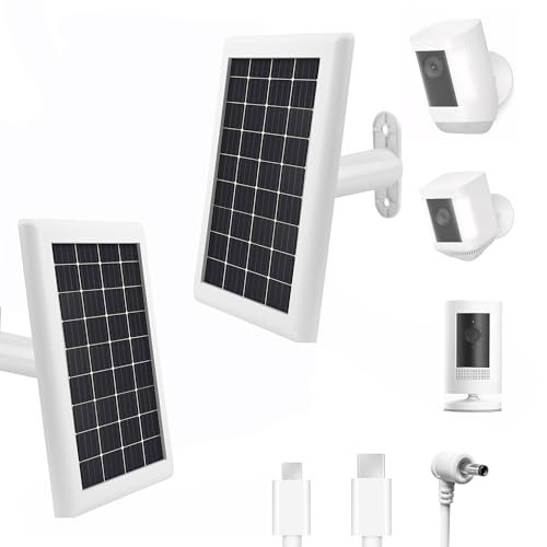 Solar Panel Charger for Ring Camera – 2pcs Outdoor Battery Charger, 5m Cable