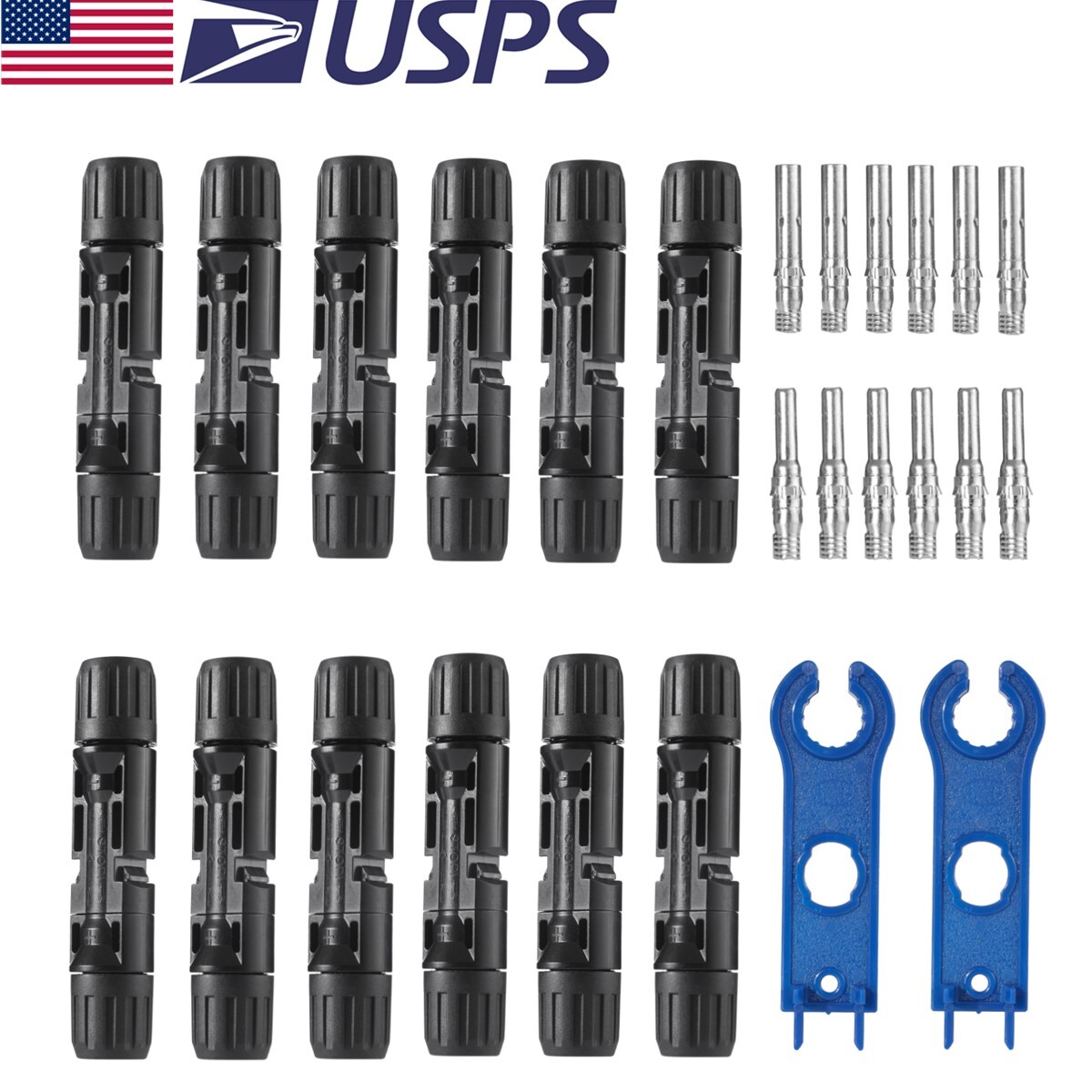 24PCS Wire Panel PV Cable Connectors Crimper Pliers Solar Crimping Tools Set