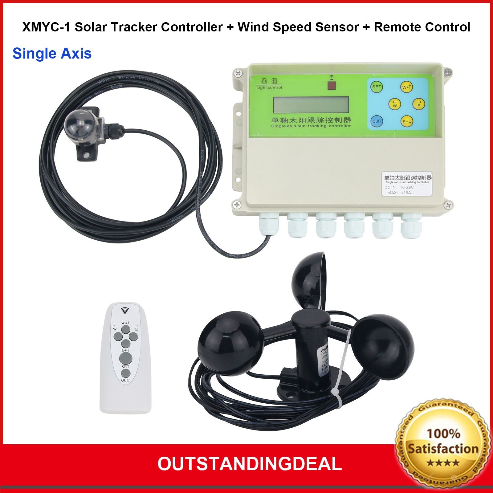 XMYC-1 Single Axis Solar Tracker Controller +Wind Speed Sensor + Remote Control/