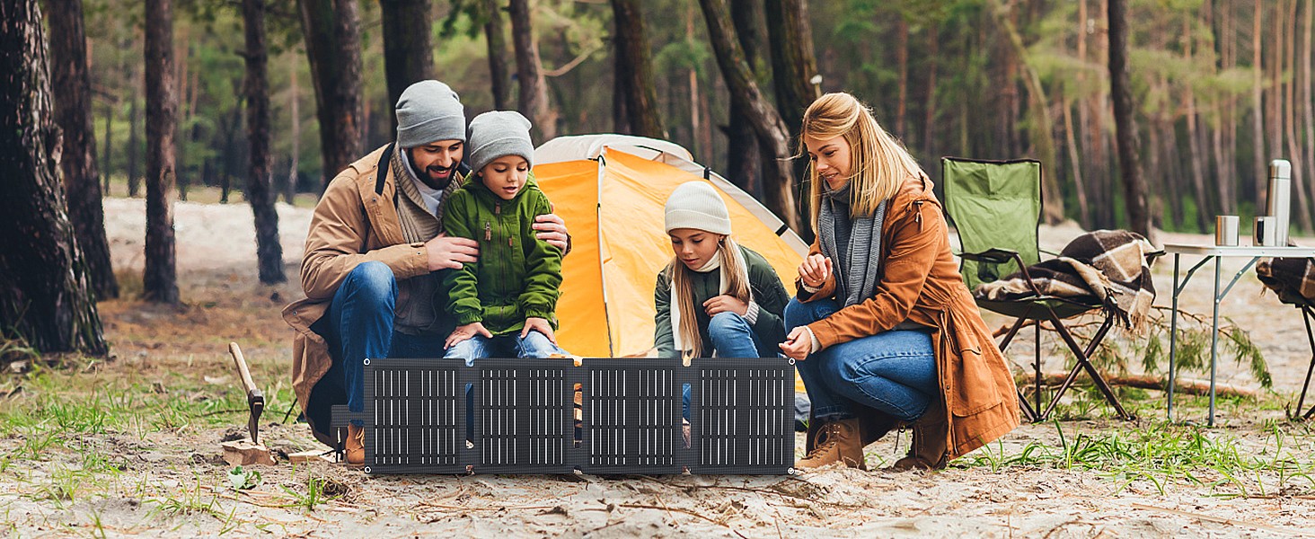 30W Foldable Waterproof Mono Solar Panel Charger RV with USB-C & USB-A Power NEW