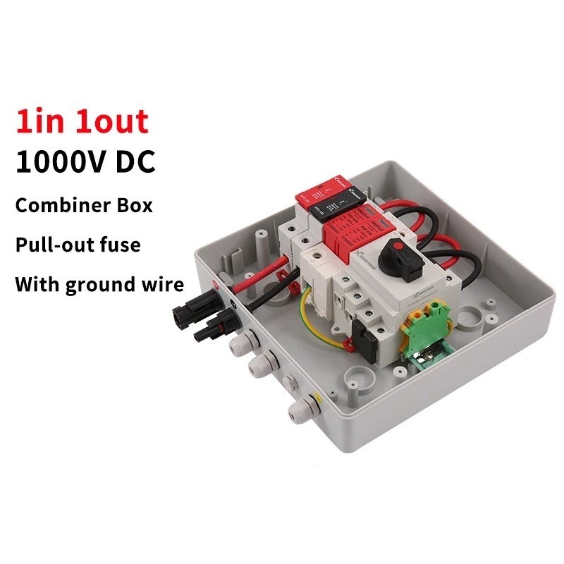 PV Combiner Box 1-in-1-out 1000V DC IP65 Waterproof Surge Lightning Protection