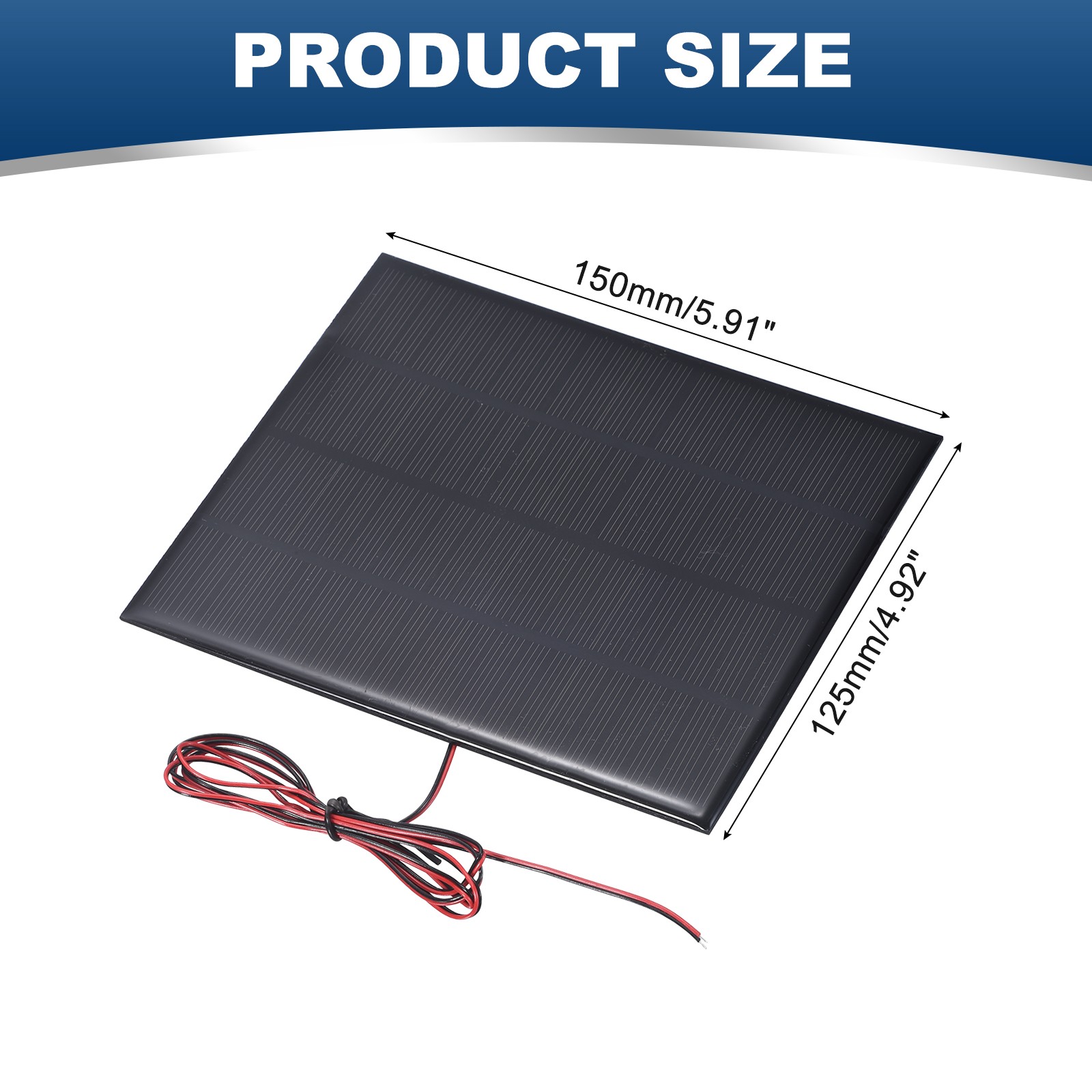 10V 3W 300mA Mini Solar Panels with Cable, 150 x 125mm