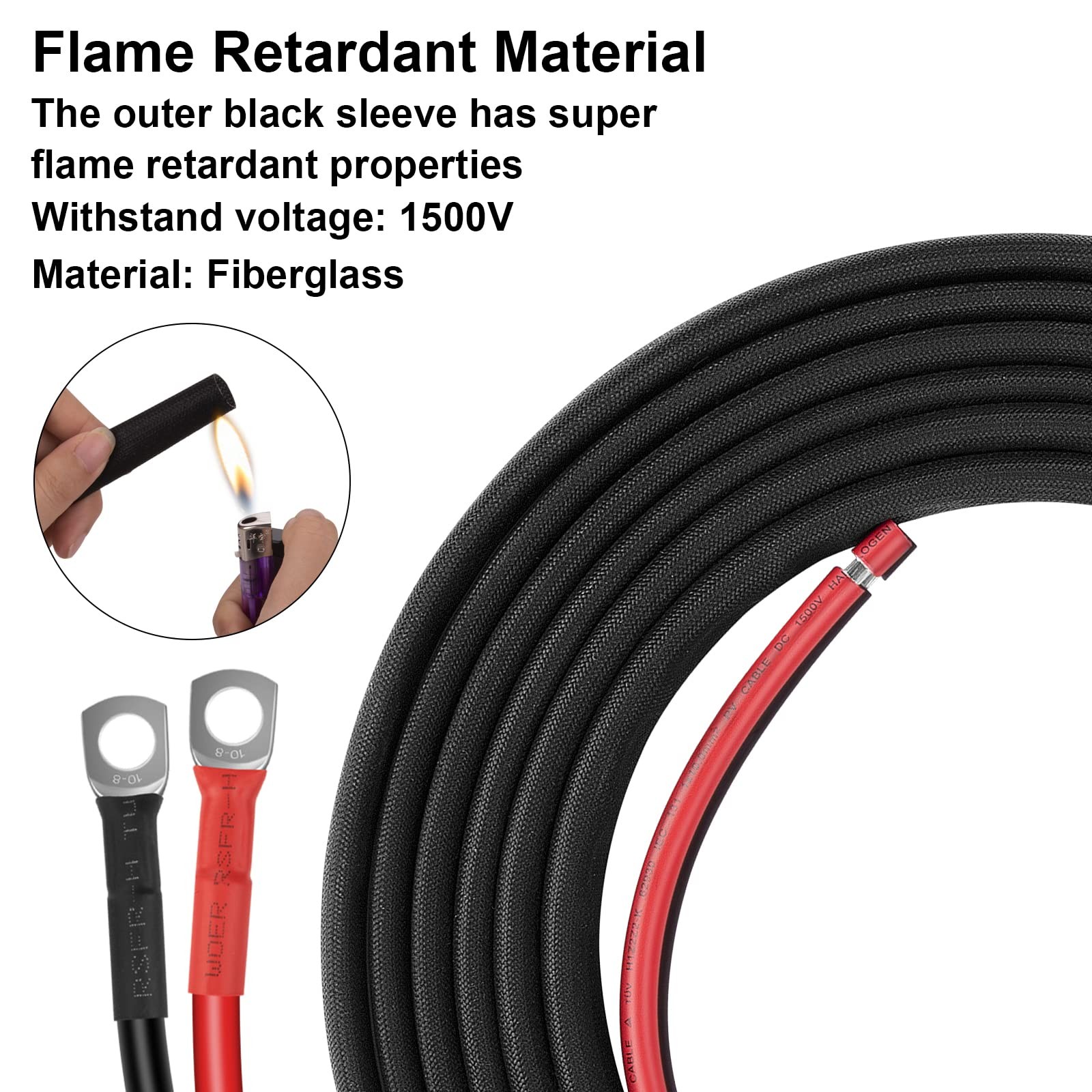 10 Gauge Battery Cable 8FT, 10 AWG Battery Cable for Automotives, RVs, Motorc…