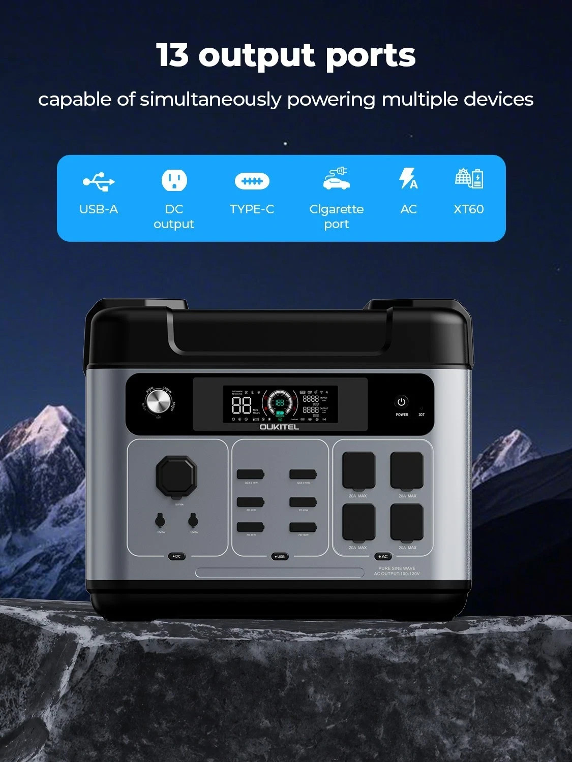 OUKITEL Power Station 2400W Solar Generator 2048Wh LF Battery Backup +Hand Truck