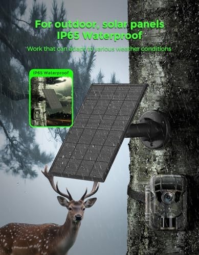 Solar Panel for Trail Camera 6V/1.5A, 5200mAh Battery Charger, IP66 Waterproof