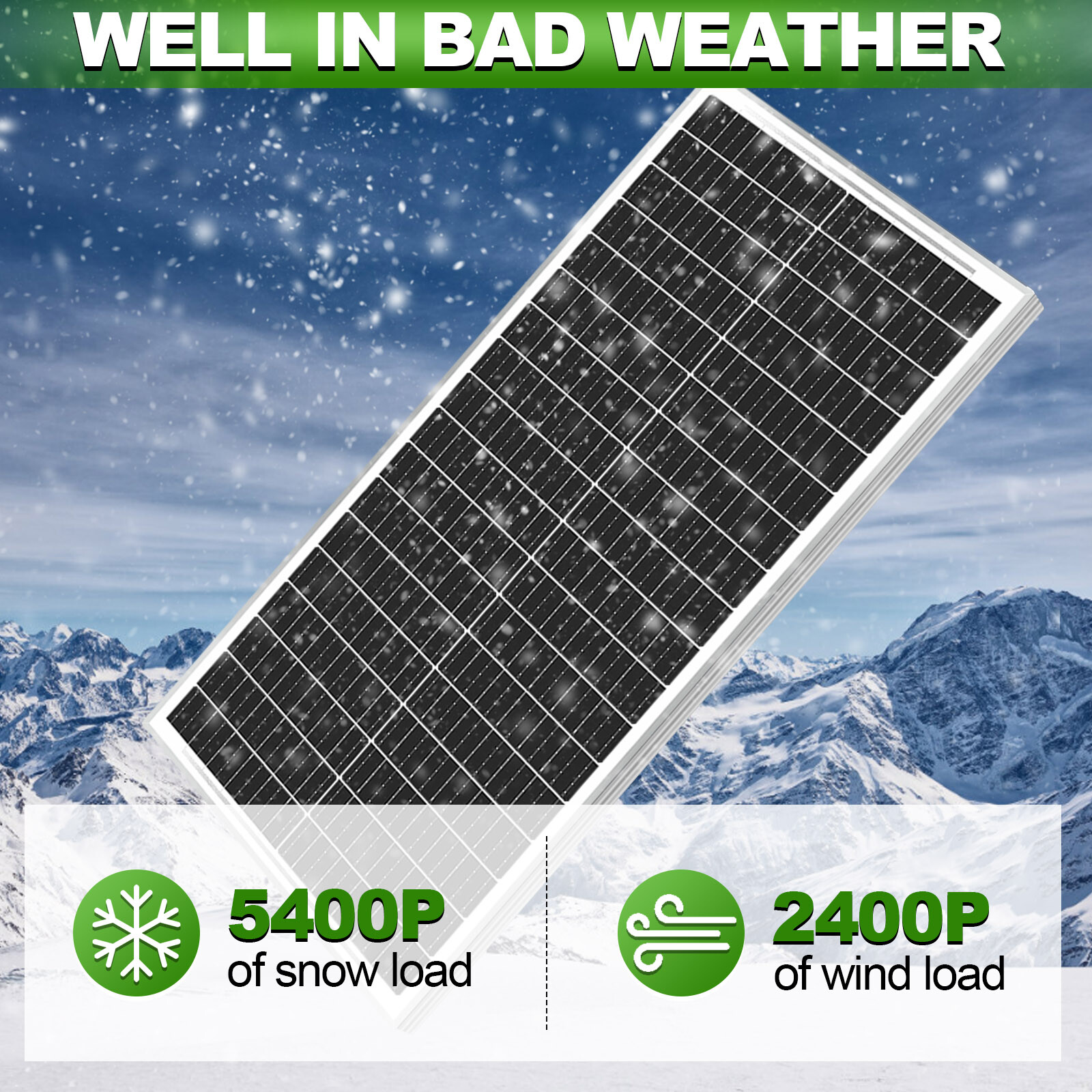 100W Watt 12V Monocrystalline Solar Panel Charging RV Camping Home Off-Grid Boat